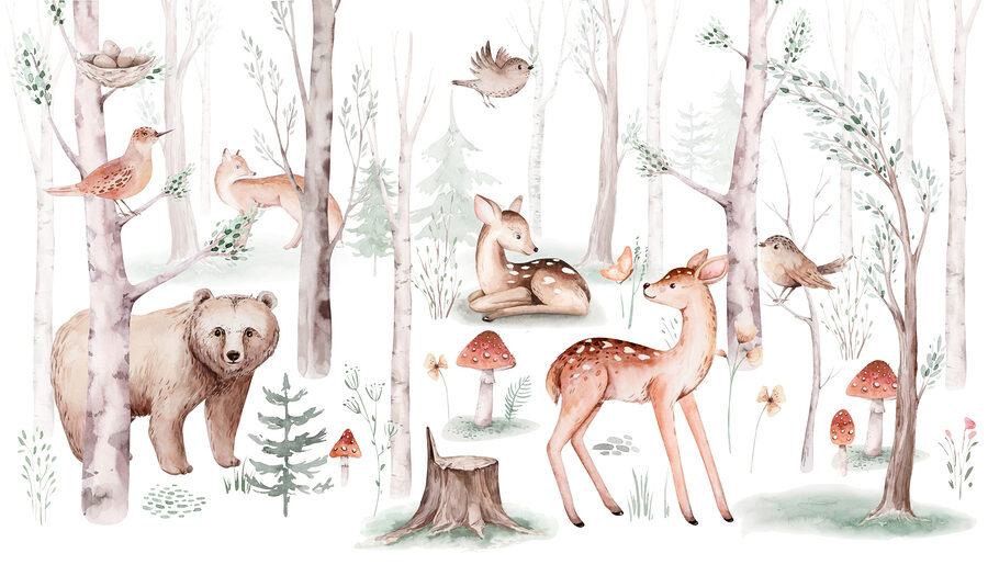 Groupe d'animaux dans les bois
