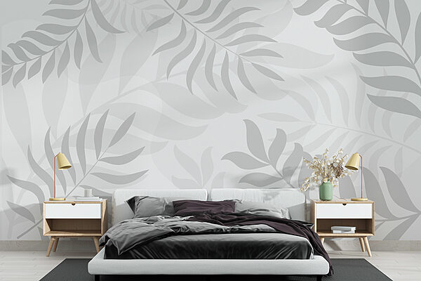 Feuilles grises sur fond blanc Feuilles grises sur fond blanc
