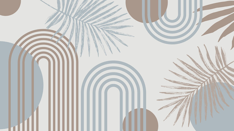 Motif de feuilles et arc-en-ciel