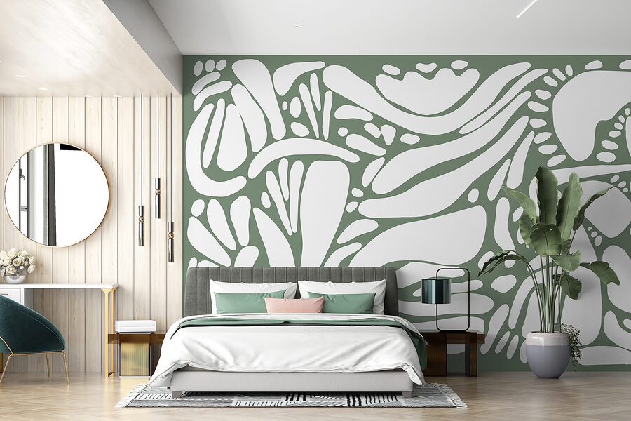 Papier peint Motif blanc et gris