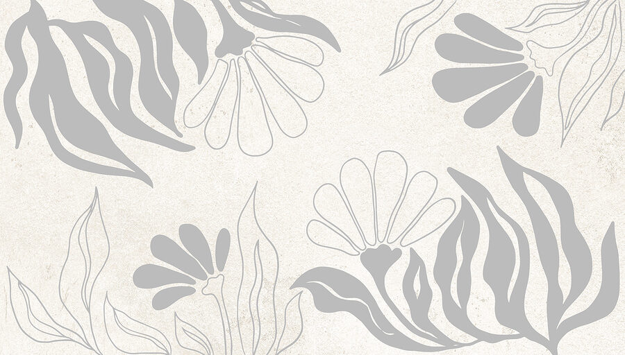 Motif floral blanc et gris