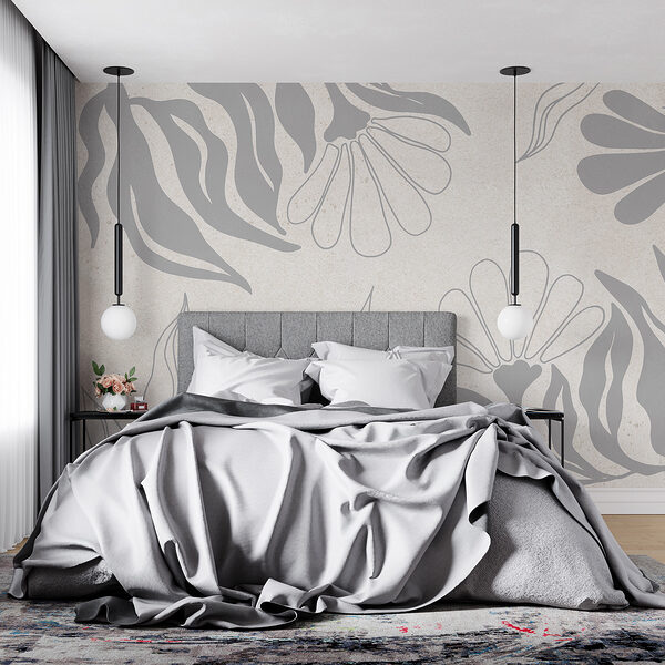 Motif floral blanc et gris Motif floral blanc et gris