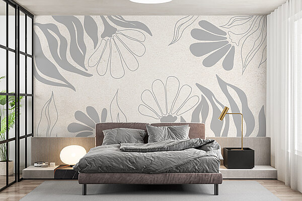 Motif floral blanc et gris Motif floral blanc et gris