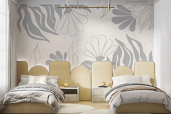 Motif floral blanc et gris Motif floral blanc et gris