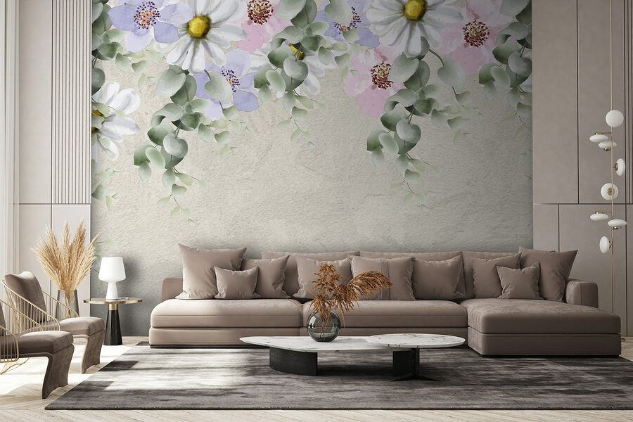 Groupe de fleurs et de feuilles