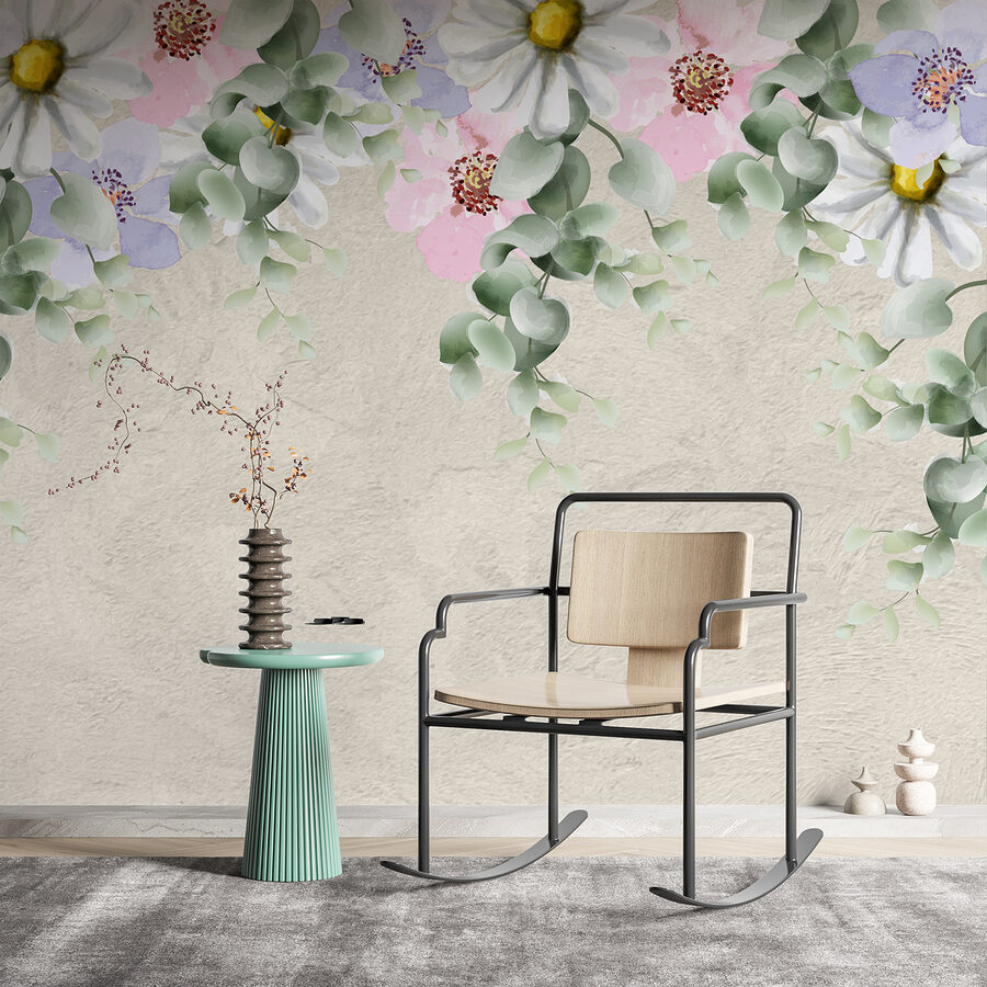Groupe de fleurs et de feuilles