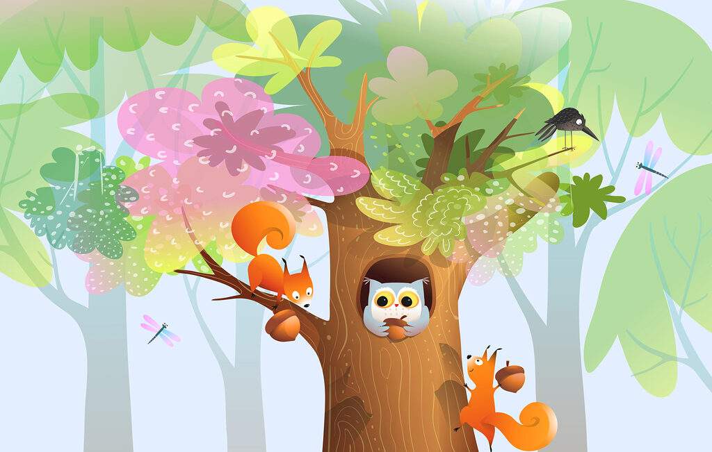 Caricature d'animaux dans un arbre Caricature d'animaux dans un arbre