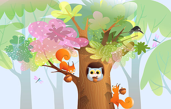 Caricature d'animaux dans un arbre Caricature d'animaux dans un arbre