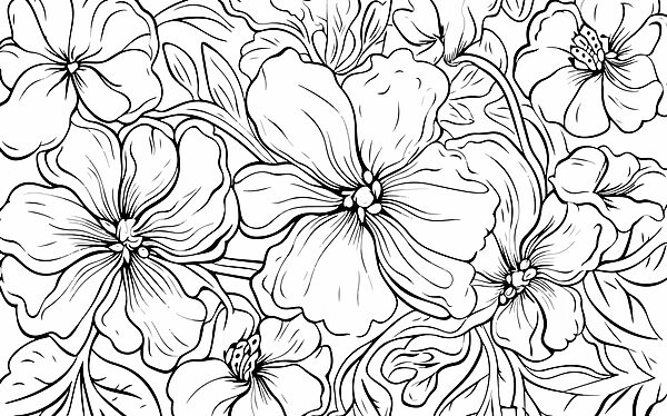 Dessin de fleurs en noir et blanc Dessin de fleurs en noir et blanc