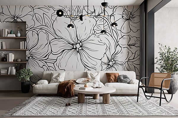 Dessin de fleurs en noir et blanc Dessin de fleurs en noir et blanc