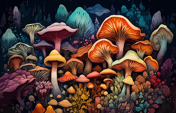 Groupe de champignons dans une forêt Groupe de champignons dans une forêt