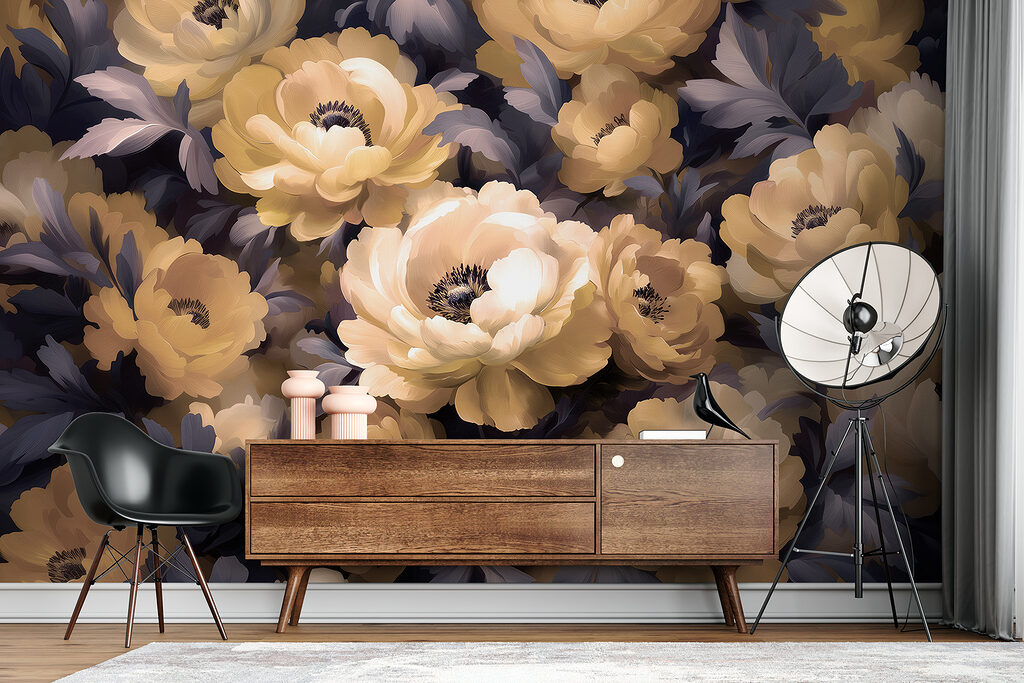 Group of flowers with leaves