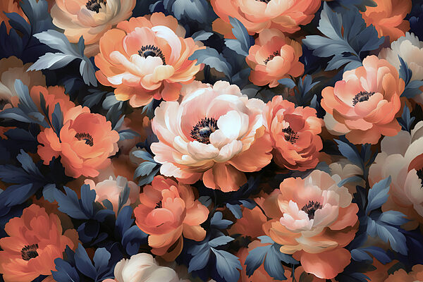 Groupe de fleurs avec des feuilles bleues Groupe de fleurs avec des feuilles bleues