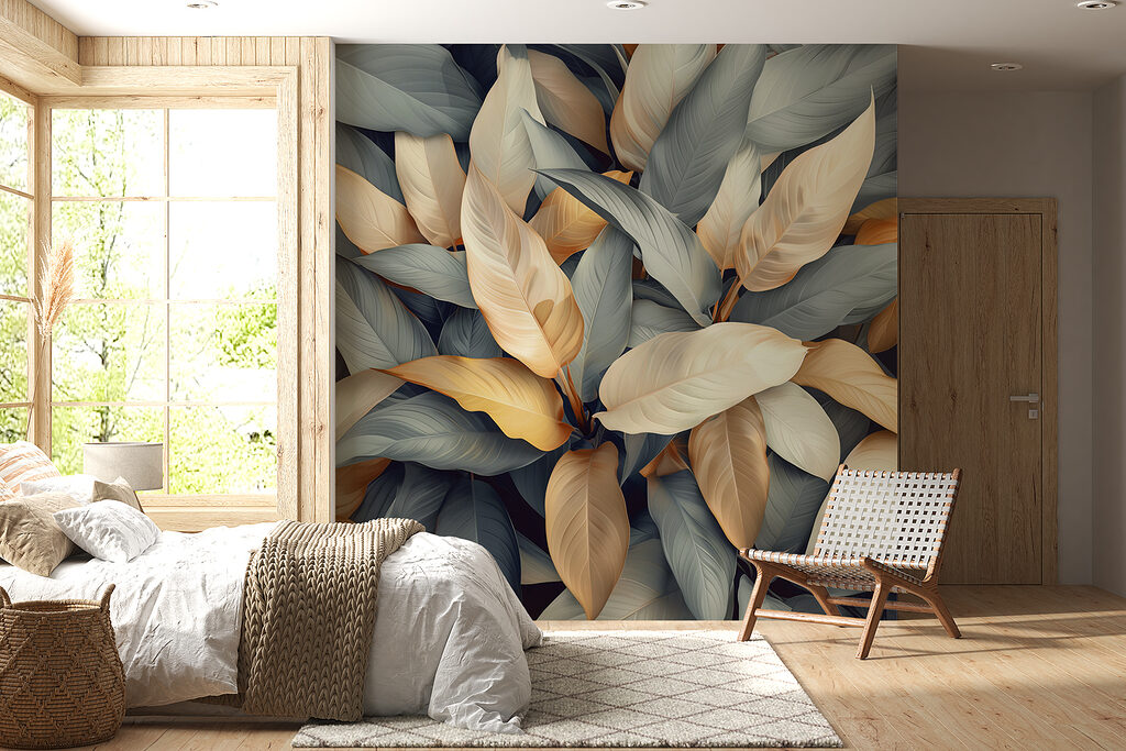 Group of leaves with different colors