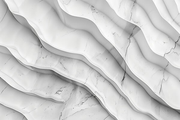 Surface en marbre blanc avec des lignes ondulées Surface en marbre blanc avec des lignes ondulées