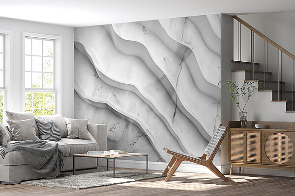 Surface en marbre blanc avec des lignes ondulées Surface en marbre blanc avec des lignes ondulées