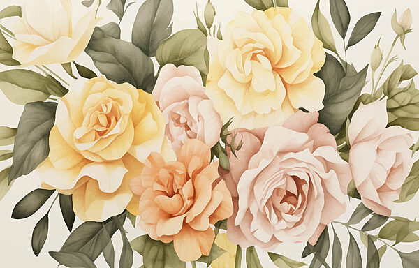 Groupe de fleurs avec feuilles Groupe de fleurs avec feuilles