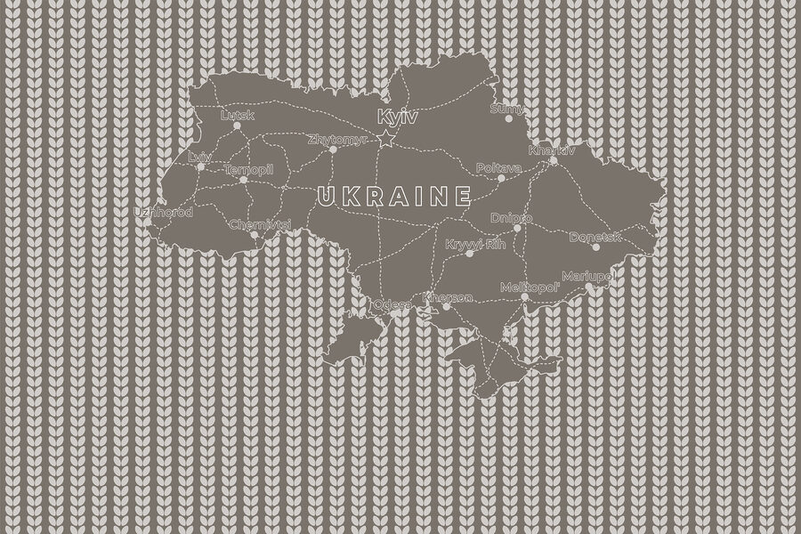 Carte de l'Ukraine avec texte en blanc