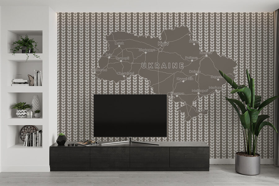 Carte de l'Ukraine avec texte en blanc
