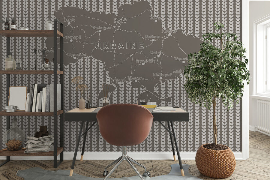 Carte de l'Ukraine avec texte en blanc