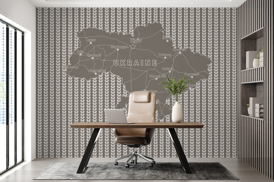 Carte de l'Ukraine avec texte en blanc