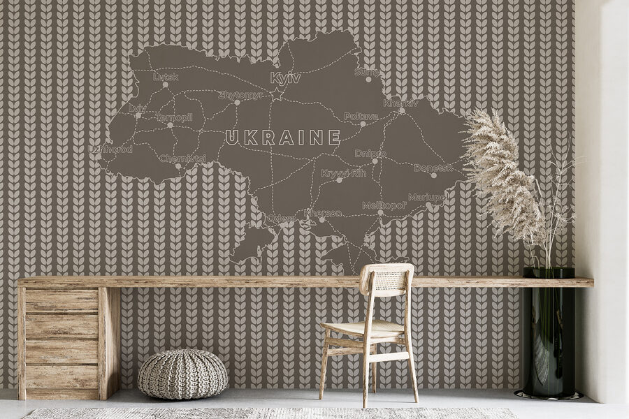 Carte de l'Ukraine avec texte en blanc