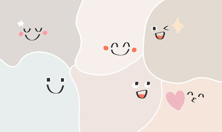Groupe de visages de dessins animés
