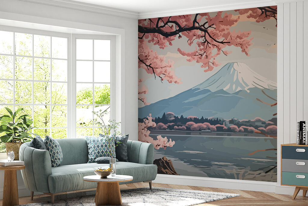 Mountain with pink flowers Mountain with pink flowers