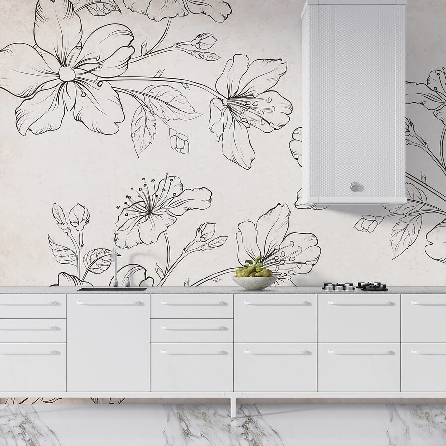 Dessin de fleurs sur fond blanc