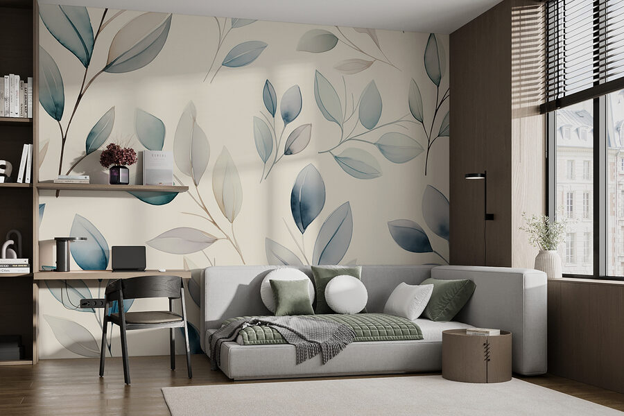 Motif de feuilles sur fond blanc