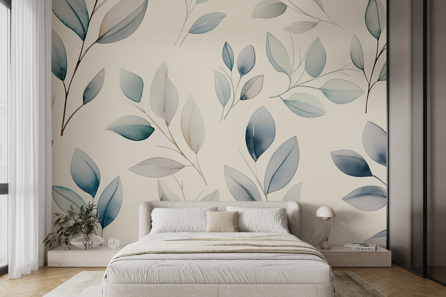 Motif de feuilles sur fond blanc