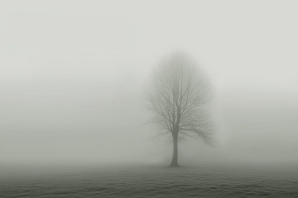Arbre dans un champ brumeux Arbre dans un champ brumeux