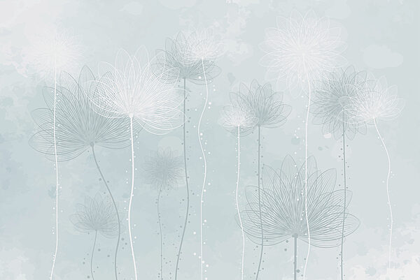 Fleurs blanches sur fond bleu clair Fleurs blanches sur fond bleu clair