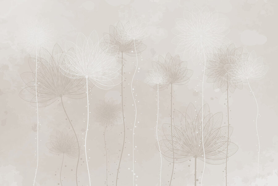 Fleurs blanches sur fond gris