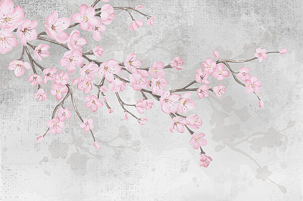 Branche avec des fleurs roses Branche avec des fleurs roses