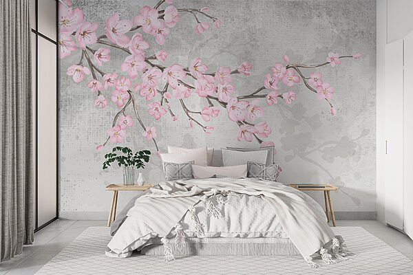 Branche avec des fleurs roses Branche avec des fleurs roses