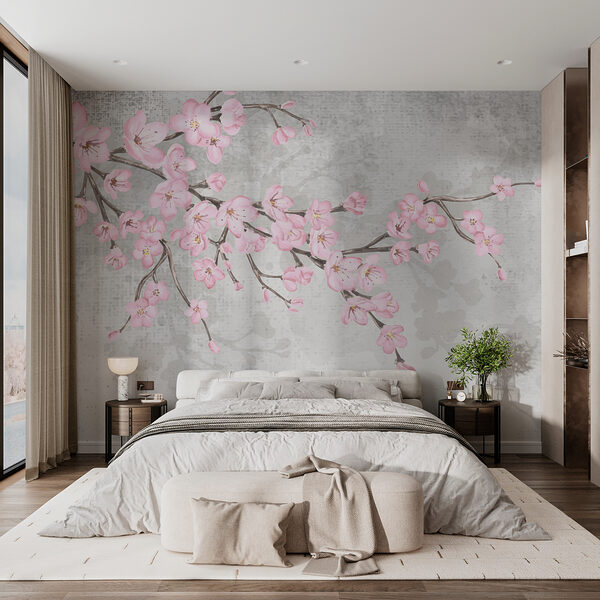 Branche avec des fleurs roses Branche avec des fleurs roses