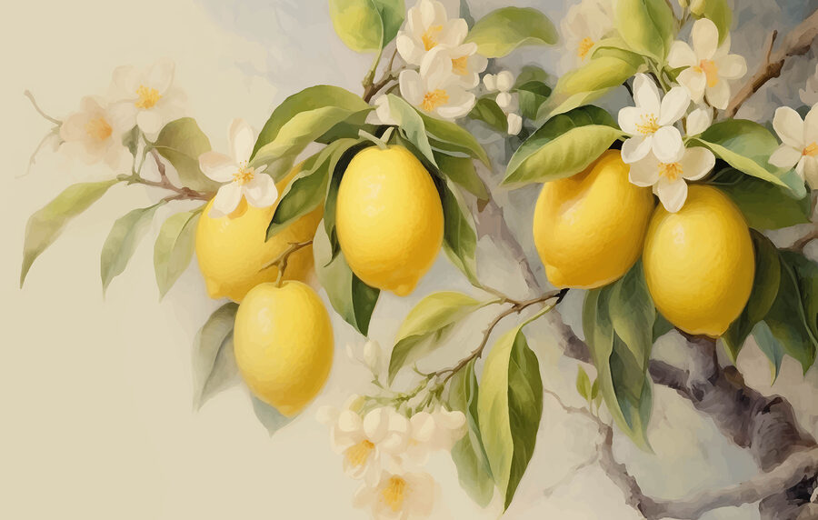 Peinture de citrons sur un arbre Peinture de citrons sur un arbre