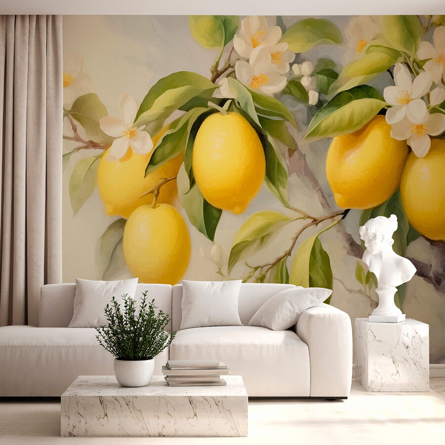 Peinture de citrons sur un arbre Peinture de citrons sur un arbre
