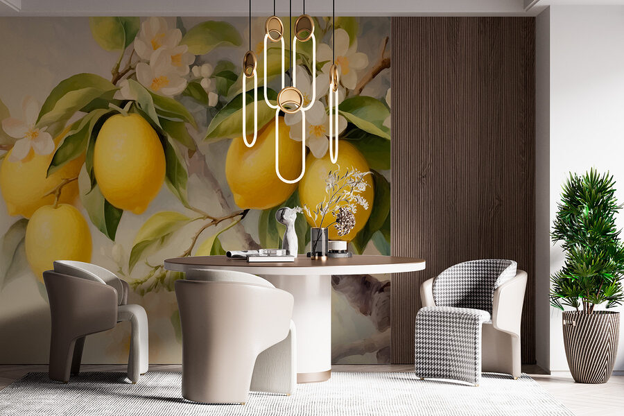 Peinture de citrons sur un arbre Peinture de citrons sur un arbre