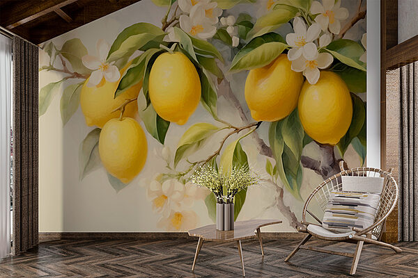Peinture de citrons sur un arbre Peinture de citrons sur un arbre