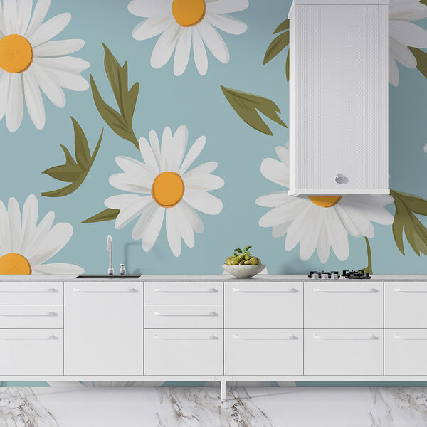 Motif de fleurs blanches et de feuilles vertes Motif de fleurs blanches et de feuilles vertes