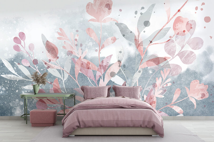Motif floral rose et gris