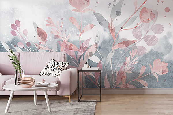 Motif floral rose et gris Motif floral rose et gris