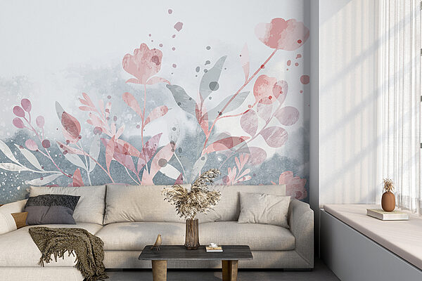 Motif floral rose et gris Motif floral rose et gris