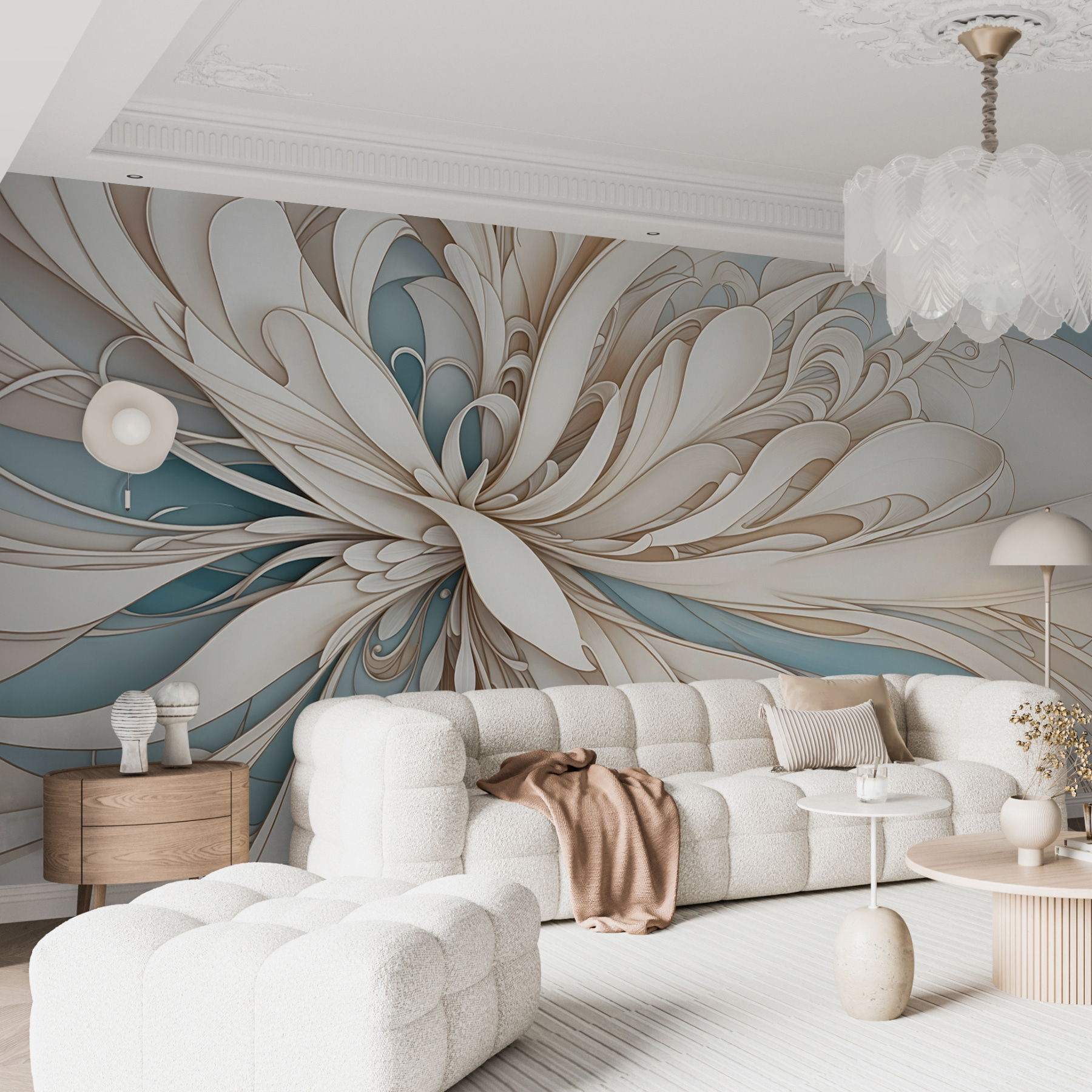 White and blue swirls