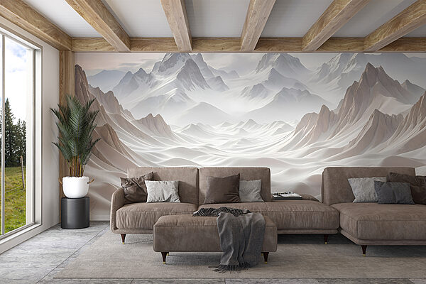 Montagnes enneigées avec nuages w08313pig21r 600x400 - Montagnes enneigées avec nuages
