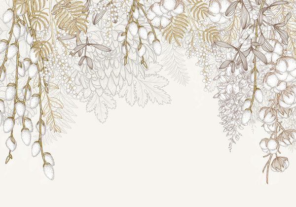 Motif floral blanc et brun Motif floral blanc et brun