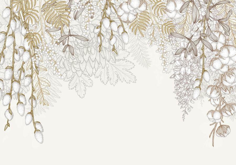 Motif floral blanc et brun
