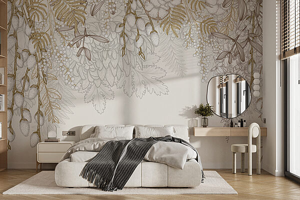 Motif floral blanc et brun Motif floral blanc et brun
